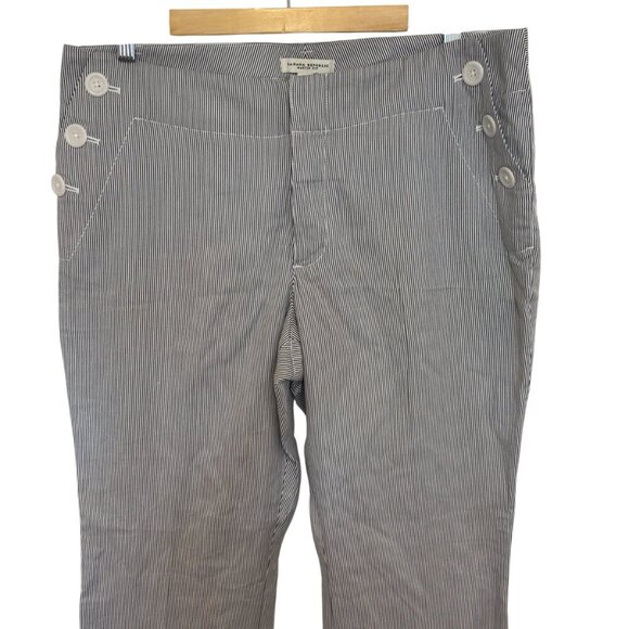 Banana Republic Women's Martin Fit Pant Navy Blue And White Pin Stripes Size 14 - Picture 4 of 5